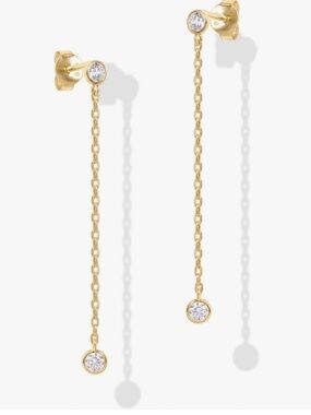 PAVOI 14K Gold Plated Sterling Silver Post Station Linear Earrings